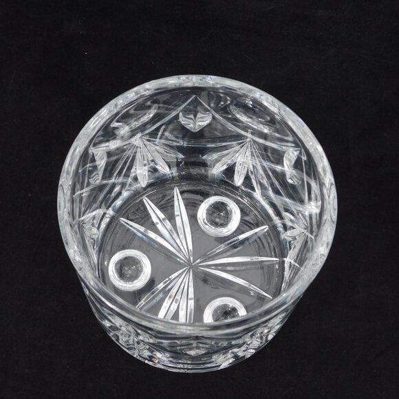Crystal Lidded Biscuit Jar Footed Sphere Handle 5" tall with lid 8" FLAW - Picture 7 of 9